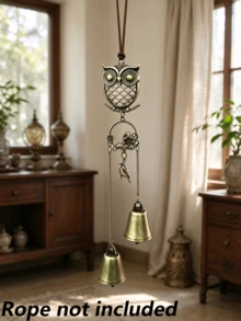 Forest-Style Metal Owl Double Bell Wind Chime, Christmas Thanksgiving Housewarming Gift For Friends, Entryway Door Decorative Ornament,Halloween Decor,Christmas Decorations For Home - Multiple Styles - View 12