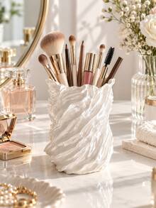 1pc Decorative Wavy Makeup Brush Holder With Sculptural Details, Can Store Brushes, Lip Gloss, Pencils, Combs And Skincare Tools, Exquisite Storage Cup, Suitable For Vanity, Bathroom And Beauty Studio | Cosmetic Storage Rack, Brush Holder, Storage - Multiple Styles - View 4