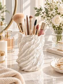 1pc Decorative Wavy Makeup Brush Holder With Sculptural Details, Can Store Brushes, Lip Gloss, Pencils, Combs And Skincare Tools, Exquisite Storage Cup, Suitable For Vanity, Bathroom And Beauty Studio | Cosmetic Storage Rack, Brush Holder, Storage - Multiple Styles - View 8