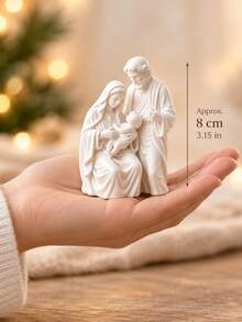 White Family Birth Warm Decor, Desktop Decorative Ornament, Cozy Christmas Home Decoration, Suitable For Bookshelf, Entryway, Desktop Atmosphere Arrangement, Gift And Collection Dual Use, Vintage Peace Theme Home Decor - A - View 5