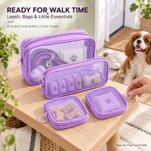 4pcs Purple Zipper Storage Pouches, Office Stationery Pencil Case, Eraser Storage Bag, Bathroom Supplies Organizer Set, Suitable For Travel And Desktop Storage - Purple - View 8