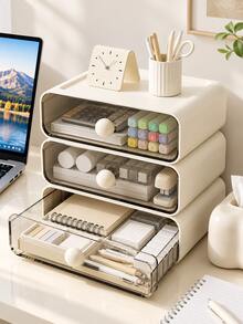 Stackable Drawer Storage Organizer,Clear Pull-Out Desktop Storage Box For Stationery,Makeup Brush Holder And Eyebrow Pencil Lipstick Organizer, Countertop Pen Holder For Desk.Desk Accessories For Home Office School - Multicolor - View 6