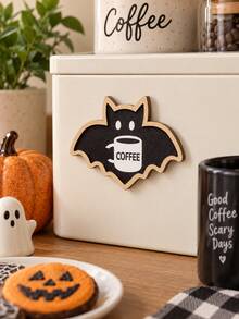 1pc Halloween Bat Coffee Sticker Decorative Wall Decal Cute Gothic Black Bat Shape Rustic Style Coffee Bar Kitchen Cabinet Decoration For Fall Holiday Party Home Office Seasonal Spooky Decor - Style 9 - View 6