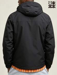 Mulinsen Men's Hooded Windbreaker Jacket, Outdoor Waterproof Hiking Coat With Multiple Zipper Pockets - Black - View 6