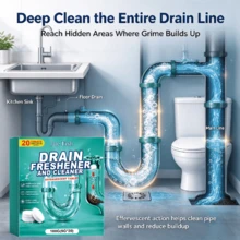 Viên sủi thông ống thoát nước Jue Fish, làm sạch ống thoát nước gia đình, hỗ trợ xử lý cặn bẩn thông thường trong ống sử dụng hàng ngày, cải thiện mùi hôi khó chịu trong ống, duy trì dòng nước lưu thông trơn tru, nhanh chóng hòa tan các điểm tắc nghẽn cứng đầu, phân hủy cặn thức ăn, dầu mỡ, tóc và cặn xà phòng, phục hồi ống, phù hợp cho ống PVC và ống kim loại, không ăn mòn và không gây hư hại, giữ chức năng ống thoát nước bình thường - Thể rắn - Xem 6