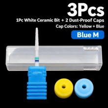 Easy Nail 3Pcs White Ceramic Nail Drill Bit Set With 2 Dust-Proof Caps, XC/C/M/F/XF Options, Electric Manicure Nail Drill Accessories - Multicolor - View 14