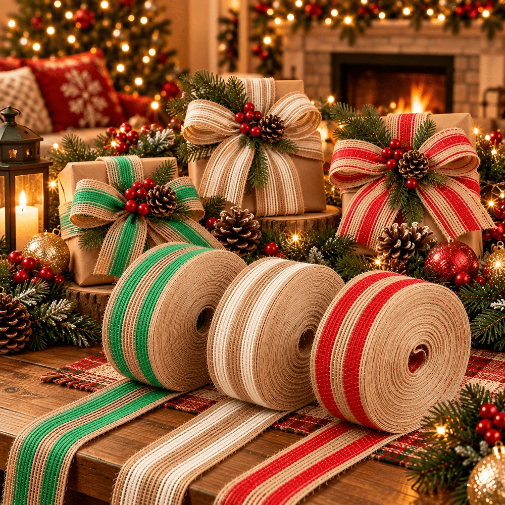 Jute Ribbon, Natural Jute Suitable For Christmas Decoration, Christmas Tree, Window Display, Hanging Ornaments, Sleigh And Christmas Stocking Decoration - Multicolor - View 1