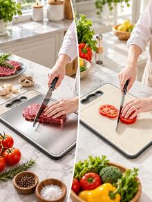 3-In-1 Kitchen Cutting Board, Large 16*11 Inch Double-Sided Chopping Board With Built-In Juice Groove And Grinding Area, Easy To Clean - View 7