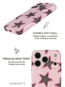 UMBAUTY 1pc Beige & Leopard Print Star Design Phone Case, Compatible With Phone 18 Pro Max, Fits Apple 18/17/16/15/14/13/12/11 Pro Max/Plus/Mini 17e, Full Coverage High-Definition Printed Soft Shell Phone Case, Screen/Lens Raised Protection, Unisex, Ideal Gift For Girlfriend On Halloween, Valentine's Day, Easter, Wedding Season And Birthday - Multicolor - View 5