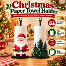 Christmas-Themed Vertical Kitchen Paper Towel Holder, Available In Two Styles: Santa Claus And Christmas Tree. Festive Design, Paper Towels Not Included. Desktop Vertical Kitchen Paper Towel Roll Holder, Christmas Home Desktop Atmosphere Decoration. - Multicolor - View 2