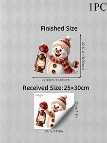 1pc Charming Snowman Window Sticker With Cute Winter Lantern Decal For Home Decor Double Sided Static Cling For Glass Door Display Living Room Bedroom Shop Showcase Holiday Decor Holiday Party Window Decor Accessories Christmas Window Decals - Multiple Styles - View 10