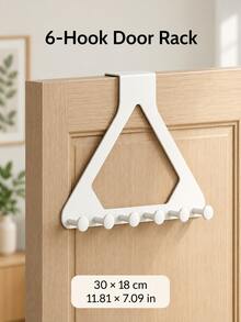 1 Set Over-The-Door Hook Rack, Includes 6 Hooks, Drill-Free Triangular Coat Rack And Towel Hooks, Suitable For Clothes, Bags, Hats And Keys, Space-Saving Over-The-Door Storage Organizer, Suitable For Bathroom, Bedroom, Entryway And Dorm - Multicolor - View 4