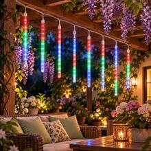 Lampu Hias Natal USB Bentuk Meteor dan Es, Lampu Tabung Efek Jatuh Bertingkat, Lampu LED Tahan Air, Dekorasi Pencahayaan Suasana Perapian Natal, Balkon, dan Pesta. - Hujan Meteor - View 5