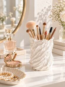 1pc Decorative Wavy Makeup Brush Holder With Sculptural Details, Can Store Brushes, Lip Gloss, Pencils, Combs And Skincare Tools, Exquisite Storage Cup, Suitable For Vanity, Bathroom And Beauty Studio | Cosmetic Storage Rack, Brush Holder, Storage - Multiple Styles - View 6