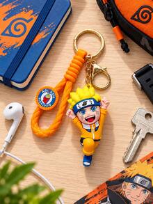 Miniso Gantungan Kunci Karakter Naruto Uzumaki dengan Pose Berlari, Tali Kepang Oranye, dan Klip Emas, Cocok untuk Ransel, Tas Tangan, Kunci, Hadiah Ulang Tahun dan Natal - Oranye - View 3