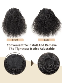 Kinky Curly Drawstring Human Hair Curly Ponytail Extension Wrap Around Ponytail Wig Women Natural Human Hair Hair Accessory Christmas Birthday Gift - SNatural - View 4