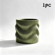 Pot Bunga Artistik Berlipat Melengkung, Eksterior Warna Solid Matte, Pot Tanaman Hias Dalam Ruangan, Dekorasi Lembut untuk Ruangan, Ornamen Tanaman dalam Pot - riak - View 13