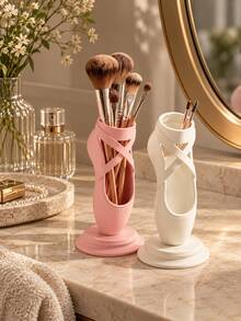 1Pc Ballet Shoe Shape Multi-Function Storage Box, 3D Printed Cute Pen Holder Cosmetic Organizer Vase, Creative Desktop Stationery Makeup Brush Container For Dance Studio Bedroom Vanity Office, Aesthetic Room Decor, Ballet Lover Gift,Room Decor - Multicolor - View 5