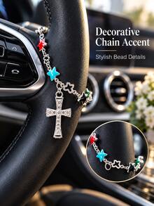Car Steering Wheel Decorative Pendant, Cross Pendant, Car Interior Decoration, Hanging Steering Wheel Accessory, Religious Style Car Ornament, Vehicle Interior Decorative Pendant, Universal Car Styling Accessory - A - View 5