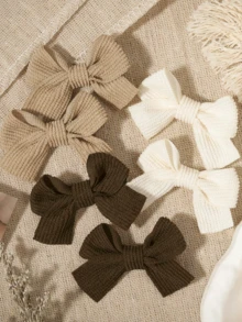 6/2pcs Women Girls Bow Hair Clips, Fabric Satin Ribbon Bow Hair Clips, Cute Neutral Hair Accessories, Fashion Bow Hair Clips, Suitable For Daily Wear, Party, Autumn/Winter Style, Halloween - Multicolor - View 3