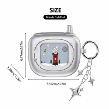 Apple Earphone Case Y2K Retro Flip Phone Style Earphone Box AB Side Glitter Card Compatible With Multiple Apple Models Christmas Mailbox Customized Design Card Replaceable Earphone Protective Cover With Star Keychain Gift Box Packaging Christmas Gift With DIY Stickers - View 9