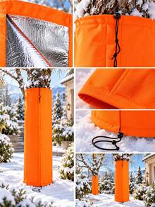 1pc Winter Tree Trunk Protector, Multi-Size Winter Tree Trunk Anti-Freeze Cover, Orange Canvas-Like Outer Fabric With Reflective Thermal Lining, Adjustable Drawstring Palm Tree Wrap, Outdoor Garden Frost And Snow Protection, Gardener Winter Gardening Accessory - Multiple Styles - View 4