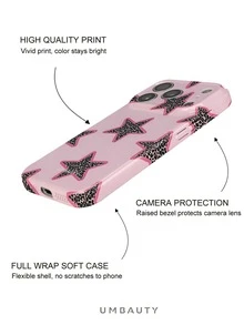 UMBAUTY 1pc Beige & Leopard Print Star Design Phone Case, Compatible With Phone 18 Pro Max, Fits Apple 18/17/16/15/14/13/12/11 Pro Max/Plus/Mini 17e, Full Coverage High-Definition Printed Soft Shell Phone Case, Screen/Lens Raised Protection, Unisex, Ideal Gift For Girlfriend On Halloween, Valentine's Day, Easter, Wedding Season And Birthday - Multicolor - View 3