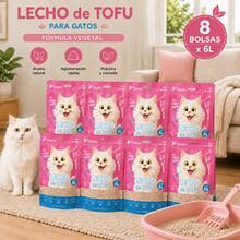 Arena para gatos de tofu, 48 litros por paquete, 6 litros por bolsa, 8 bolsas en total. Se aglomera fácilmente, controla los olores sin generar polvo y viene en varios aromas. Imprescindible para hogares con varios gatos y para quienes buscan abastecerse. - 48 L - Ver 3