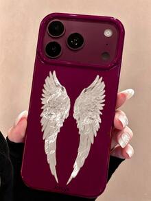 Y2K 時尚可愛亮片暗黑天使翅膀手機殼，適用於 iPhone 18 Pro Max 18 Pro 17 Pro Max 17 Pro 17 16 Pro Max 16 Pro 16 15 Pro Max 15 Pro 15 14 Pro Max 14 Pro 14 13 Pro Max 13 Pro 13，復古甜美風防震軟殼後蓋 - 勃肯第紅翅膀 - 查看 1