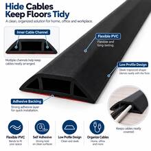 1pc 1/2/3 Meters Self-Adhesive PVC Floor Cable Protector, Flexible Cable Management Sleeve, Suitable For Home Office Cable Organization - A - View 2