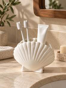 1Pc Multi-Functional Shell Toothbrush Holder, Drainage Quick Dry Countertop Toothbrush Organizer,Creative Conch Shape Toothpaste Storage Rack,Bathroom Vanity Organizer For Toothbrush Toothpaste Razor,Space Saving Bathroom Storage, Cute Bathroom Decor - Multicolor - View 6