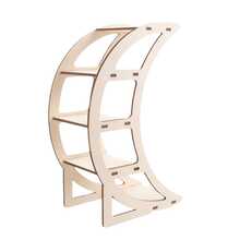 1pc Wooden Ramadan Craft Display Rack, Creative Moon Shape, Desktop Decoration Wooden Storage Shelf, Suitable For Festivals - View 1