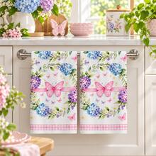 2pcs Spring Butterfly Wreath Farmhouse Style, Suitable For Kitchen Bathroom Toilet Holiday Kitchen Decor, Winter Home Decoration, Christmas Gift Set - Multicolor - View 1