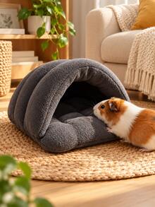 Indoor Small Animal Warm Sleeping House, Plush Fabric Cave Bed, Triangle Shaped Pet Hideout, Multi-Color Resting Pad, Suitable For Hamsters, Guinea Pigs, Rabbits - Multicolor - View 2
