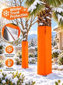 1pc Winter Tree Trunk Protector, Multi-Size Winter Tree Trunk Anti-Freeze Cover, Orange Canvas-Like Outer Fabric With Reflective Thermal Lining, Adjustable Drawstring Palm Tree Wrap, Outdoor Garden Frost And Snow Protection, Gardener Winter Gardening Accessory - Multiple Styles - View 5