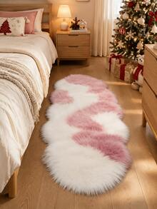 Soft Fluffy Rug Pink And White Area Rug,For Bedroom,Living Room,Study,Office,Plush Bedroom Rugs,Non-Slip,Cute Rug,Faux Fur Rug,Living Room Rug,Bedroom Rugs,Bedside Rug,Decorative Rug,Bedroom Decor,Autumn Home Decor,Room Decor,Christmas Decor - Multicolor - View 2