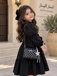 XD Square Children's Handbag With Cute Star Pattern And Detachable Star Decoration, Lightweight Zipper Tote Bag, Suitable For Thanksgiving/Valentine's Day/Halloween/Weekend Outings And Parties - Multicolor - View 3