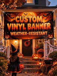 1pc Customizable Vinyl Banner, Customizable Text/Logo/Image, Indoor/Outdoor Use, Custom Commercial Advertising And Birthday Banner, Waterproof Indoor/Outdoor Signage, Full Color Customizable Text And Logo, Perfect For Weddings, Birthdays, Holidays And Other Occasions - Multicolor - View 3
