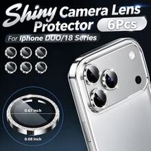 XINHONGYU 奢華閃粉相機鏡頭保護膜，相容 iPhone 18Pro Max/18Pro/17Pro Max/16 Pro Max Plus 15 14 5G，Apple 時尚多巴胺糖果色閃粉鏡頭膜，適用於日常、辦公室、居家手機相機保護，防水、防震、防摔、防刮、防指紋全覆蓋 - 銀色 - 查看 7