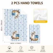 2pcs Holiday Snowman & Winter Scene Decorative Towels, Suitable For Kitchen, Bathroom, Toilet, Holiday Kitchen Decor, Winter Home Decoration, Christmas Gift Set - Multicolor - View 7