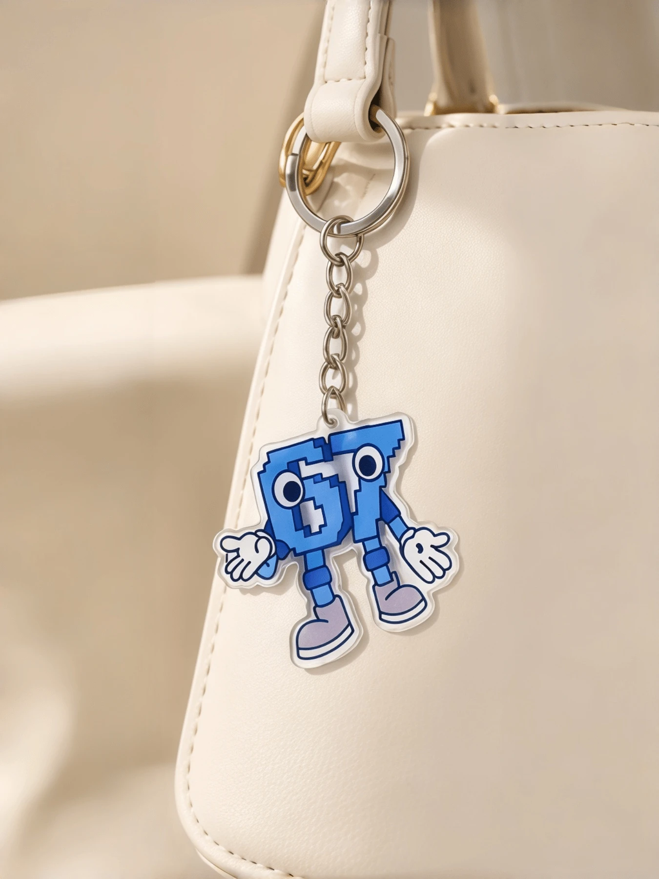 1pc Cute Blue Cartoon Keychain, Kawaii Acrylic Keychain, Fun Character Charm For Backpack, Wallet, Keys And Gifts, Fashionable Daily Accessory, Best Christmas Gift, Almost Sold Out - A - View 1