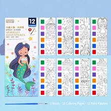 1pc Coloring Book For Kindergarten Children, Art Painting Book, Small Hand Drawing Coloring Book, Children's Watercolor Coloring Book, Memo Doodle Painting Coloring Book, Portable Painting Book With Built-In Paint For Kindergarten - Multicolor - View 14