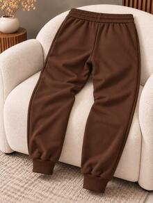 Pantalones deportivos pans pants dama mujer casuales casual pantalón wide leg pierna ancha estilo deportivo bolsas bolsillos funcionales tela cómoda suave cintura elástica ajuste holgado tir - Marrón - Ver 2