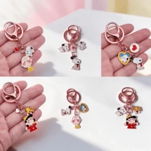 1pc Snoopy Bag Charm Keychain, Gold Cartoon Lobster Clasp Key Ring, Cute Backpack Car Key Bag Pendant, Ideal Birthday Holiday Gift For Teenage Girls - Multicolor - View 3