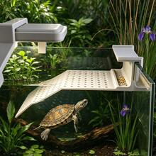 1/2pcs Hanging Turtle Basking Platform With Independent Feeding Tray, No-Drill Turtle Tank Climbing & Sunbathing Platform, High Water Level Suitable For Brazilian Turtle & Grass Turtle Resting Float - Happy Aquarium - View 5