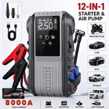 Multifunctional Emergency Jump Starter With 150PSI Air Pump, Digital Tire Inflator, Portable Car Battery Charger,LED Emergency Light & USB Charging, Car Emergency Tool.Suitable As A Holiday Gift. - Multicolor - View 1