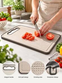 3-In-1 Kitchen Cutting Board, Large 16*11 Inch Double-Sided Chopping Board With Built-In Juice Groove And Grinding Area, Easy To Clean - View 3