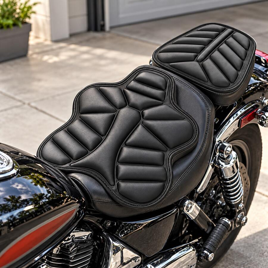 Motorcycle Seat Cushion, Front And Rear Comfortable Pad, Universal Shock-Absorbing Breathable Non-Slip Lycra Material, Suitable For Motorcycles And Scooters, Motorcycle Essential - A - View 1
