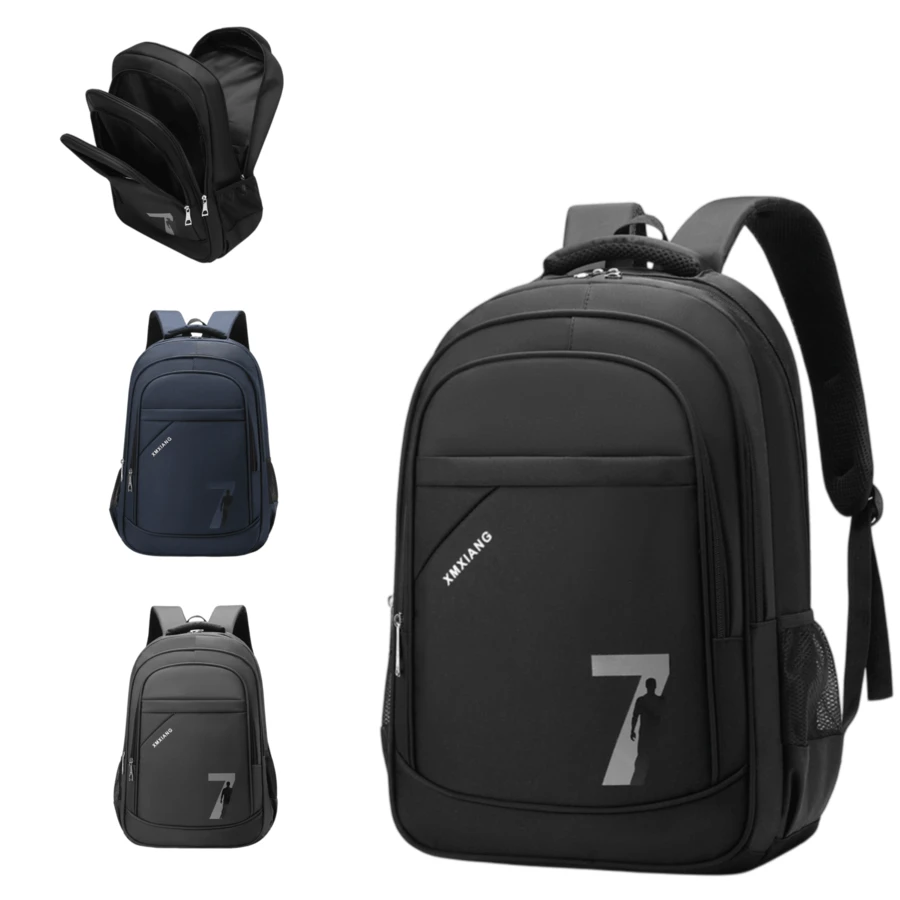 New School Season College Style Large Capacity Multi Compartment Simple Solid Color Fashionable Versatile Men's Backpack - Multicolor - View 1