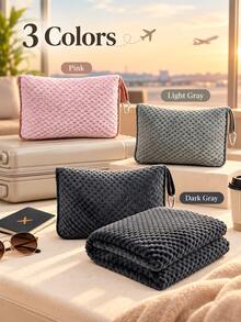 Portable 2-In-1 Travel Pillow And Blanket - With Foldable Throw - Suitable For Flights, Road Trips, Train Journeys, Hotels, Offices, Business Trips And Weekend Getaways; An Essential Travel Accessory, Also Perfect For Daily Use. - B - View 9